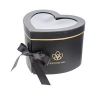 Anneome Heart-shaped Double Layer Flower Packaging Box for Valentines, Black Preserved Flower Case with Rotating Design for Her Special Occasions