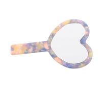 Anneome Heart Shaped Vanity Mirror with Handle Lightweight Portable Acetate Compact Handheld Cosmetic Mirror for Travel Outdoors Stylish Romantic Makeup Accessory