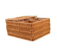 Anneome Imitation Rattan Tissue Box Container with Woven Design Wear Resistant PP Material Napkin Holder for Home and Office Desk Easy to Clean