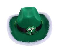 Anneome Irish-inspired Green Bow Tie Hat with Frayed Edges for St Patrick's Day Parties and Festivals Unisex Western Cowboy Style Party Essential with Unique Texture and Festive Flair