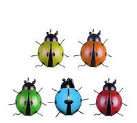 Anneome Iron Art Ladybug Wall Hanging 5pcs Set, Simulated Insect Ornament for Garden and Restaurant Wall Decoration, Outdoor Metal Bug Decor for Patio and Bar
