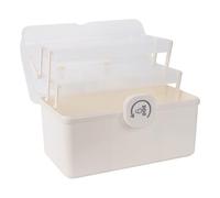 Anneome Large Kit Medicine Storage Box, Ivory White Desktop Medicine Container with Lid, Household Emergency Medical Organizer for Home Health Storage
