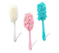 Anneome Long Handle Back Bath Brush for Deep Cleansing and Easy Scrubbing Soft Bristles Body Brush for Reach Areas Practical Bathing Tools in Blue Pink and Beige