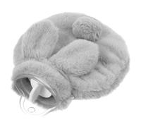 Anneome Lovely Hot Water Bag with Soft Plush Rabbit Cover Portable Winter Hand Warmer for Outdoor and Home Use Leakproof PVC Injection Hot Water Bottle Cute Grey Round Design