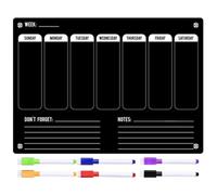 Anneome Magnetic Acrylic Black Planner Board Portable Fridge Magnetic Weekly Planner Board with Erasable Surface for Scheduling and Reminder