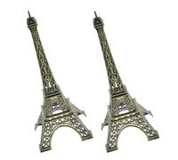 Anneome Mini Eiffel Tower Decoration, 2pcs Eiffel Tower Statue Figurines, Iron Compact Landmark Silhouette, 6 Inch Table Top Display for Wedding Centerpiece and Photo Shoot