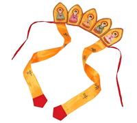 Anneome Monk Hat Cloth Headwear Chinese Style with Intricate Floral Patterns, Lightweight Adjustable Fit Orange Decorative Cosplay Cap for Stage Performance and Film Productions