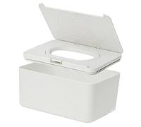 Anneome Portable Wipes Box Dispenser for Bathroom and Travel, White Plastic Tissue Cube Box with Reusable, Dustproof Lid, Compact Wipe Holder Fits Drawers for Home Or Office
