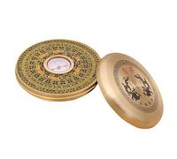 Anneome Pure Copper Chinese Compass with Protective Cover Durable Traditional Round Feng Shui Taoist Compass for Portable Outdoor Navigation and Travel Use