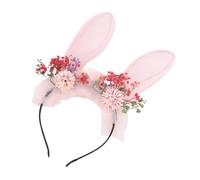 Anneome Rabbit Ear Headband Lightweight Easter Headdress with Flower Detail Bunny Ear Hair Accessory for Party Costume and Photo Props Random Design for Masquerade and Carnival Events
