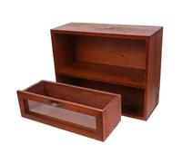 Anneome Retro Wooden Storage Box for Cups and Teaware Vintage Tabletop Cabinet with Multipurpose Organizer for Cosmetics and Items Old Color Decorative Display Shelf