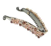 Anneome Rhinestone Banana Hair Clip Sparkly Alloy Hair Clamp with Cat Eye Stone Bow Knot Purple for Women Elegant Party and Daily