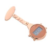 Anneome Rose Gold Electronic Digital Hanging Fob Watch for Nurses and Students Portable Alloy Pocket Watch with Alarm Stopwatch Calendar Week Display Smooth Surface Medical Badge Clip