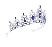 Anneome Royal Queen Baroque Tiara Crown Hair Accessory with Dark Blue Rhinestones for Weddings Birthdays Prom Cosplay and Special Occasions Elegant Headgear Enhancing Charm and Glamour