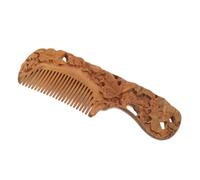 Anneome Sandalwood Hair Detangling Comb for Women Fine and Wide Tooth Wooden Massage Comb with Floral Carving Ergonomic Natural Fragrance Smooth Sliding Hair Styling Tool