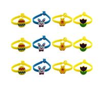 Anneome Silicone Wristbands Easter for Easter Day Party Accessories and Protect the Wrist 12pcs for Featuring Cartoon Chick, Bunny, Egg and Flowers Design, Comfortable to Wear