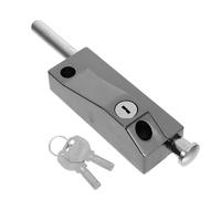 Anneome Spring Loaded Door Foot Lock with 2 Keys, Metal Surface Mounted Automatic Rotating Gate Latch, Floor Mount Security Bolt for Sliding Patio and Barn Doors, Black Titanium Finish,