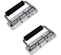 Anneome Spring Loaded Stainless Steel Cabinet Handle 2pcs, Folding Tool Box and Furniture Pull Handle with Silver Finish for Door, Chest, and Cupboard Use