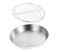 Anneome Stainless Steel Roasting Pan 24Cm Large BBQ Grill Plate with Mesh Rack Multifunctional Outdoor Camping Baking Tray for Turkey and Meat