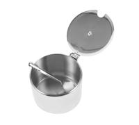 Anneome Stainless Steel Sugar Keeper with Spoon and Integrated Lid, Silver Sugar Container for Seasonings and Pepper, Modern Elegant Design for Kitchen and Dining Table Use