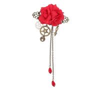 Anneome Steampunk Rose Hair Clip Gothic Lolita Cosplay Accessories Red Mechanical Gear Design Comfortable for Women and Various Hairstyles