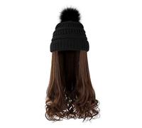 Anneome Thermal Wig Cap Warm Winter Cap for Long Wavy Hair Wig Beanie Style Pom Pom Comfortable Headwear for Outdoor Activities