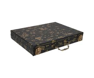 Anneome Traditional Mahjong Storage Wooden Case with Elegant Embossed Design and Large Storage Capacity, Mahjong Game Organizer Suitable for Home and Holiday Presents, 26x19cm