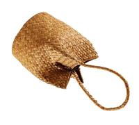 Anneome Versatile Seagrass Woven Tote Bag with Handle, Practical Brown Storage Basket for Party or Dating, Unique Eye-catching Design with Traditional Elements