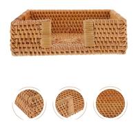 Anneome Vintage Woven Rattan Tissue Box Square Napkin Dispenser for Tabletop Stylish Paper Towel Organizer with Smooth Edges for Kitchen and Dining Storage and Decor