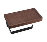 Anneome Walnut Wood Toilet Paper Holder Wall Mounted Paper Towel Roll Rack with Shelf Black Solid Wood Bathroom Tissue Holder Organizer for Toilet and Washroom