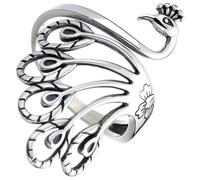 Anneome Women Rings Vintage Ethnic Style Adjustable Peacock Shape Sterling Ring in Silver Copper for Knitting with Classic Ancient Charm
