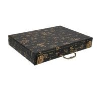 Anneome Wooden Chinese Mahjong Storage Case, Portable Large Capacity Box with 3d Embossed Print, Traditional Game Organizer for Home Storage