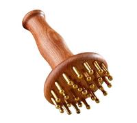 Anneome Wooden Meridian Massage Brush Brass Body Massager for Hair Care Effective Circulation Ergonomic Handle Reaches Difficult Areas Portable Comb