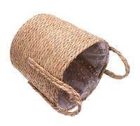 Anneome Woven Flower Basket Lid Extra Large Wicker for Plant Pot with Double Handles and Inner Plastic Film for Living Room and Office Brown