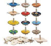 ANNERSAT 12Pcs Wooden Spinning Top Crafts for Kids, Spinning Toys for Autism, Make Your Own Solar System Spinning Top, Gyro Arts and Crafts for Kids, Birthday Gift for Boys Girls Toddler Children