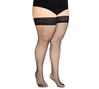 Annes styling Calze Rete Fishnet Hold Up Stockings Silicone Lace Top High Diamonds Nylon Netted Socks, Nero TG-7/8