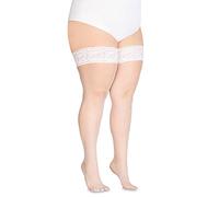 Annes styling Calze Rete Fishnet Hold Up Stockings Silicone Lace Top High Diamonds Nylon Netted Socks, Bianco TG-3/4