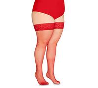 Annes styling Calze Rete Fishnet Hold Up Stockings Silicone Lace Top High Diamonds Nylon Netted Socks, Rosso TG-5/6