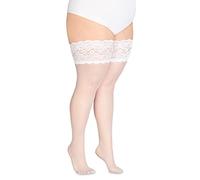 Annes styling Cecile Womens Lace Sheer Thigh High Stockings Opaque Hold Up 20 Denier with Anti-Slip Silicone Bianco TG-5/6
