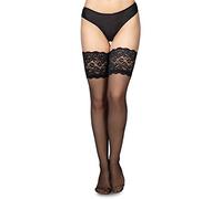 Annes styling Cecile Womens Lace Sheer Thigh High Stockings Opaque Hold Up 20 Denier with Anti-Slip Silicone Nero TG-3/4