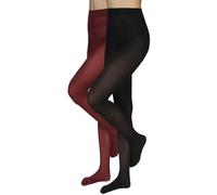 Annes styling Tights for Women - Classic 40 Denier Semi Opaque Pantyhose, Matte Microfiber, Durable Stretch, High Waisted Comfort, Elegant Office & Everyday Wear, 2 Pack, Bordeaux & Nero L