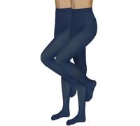 Annes styling Tights for Women - Classic 40 Denier Semi Opaque Pantyhose, Matte Microfiber, Durable Stretch, High Waisted Comfort, Elegant Office & Everyday Wear, 2 Pack, Blu L