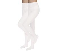 Annes styling Tights for Women - Classic 40 Denier Semi Opaque Pantyhose, Matte Microfiber, Durable Stretch, High Waisted Comfort, Elegant Office & Everyday Wear, 2 Pack, Bianco M