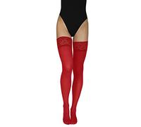Annes styling Truss 60 Denier Women’s Hold Up Microfiber Stockings with Lace High Opaque Lingerie Hosiery Silicone Top Rosso TG-5/6