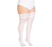 Annes styling Truss 60 Denier Women’s Hold Up Microfiber Stockings with Lace High Opaque Lingerie Hosiery Silicone Top Bianco TG-7/8
