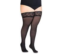 Annes styling Truss 60 Denier Women’s Hold Up Microfiber Stockings with Lace High Opaque Lingerie Hosiery Silicone Top Nero TG-5/6