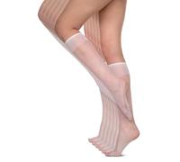 Annes styling Women’s Socks Knee-highs 15 DEN Pressure Free Light & Comfortable Everyday Smooth Material One Size Six Pairs Sheena15, Bianco