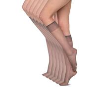 Annes styling Women’s Socks Knee-highs 15 DEN Pressure Free Light & Comfortable Everyday Smooth Material One Size Six Pairs Sheena15, Fumo