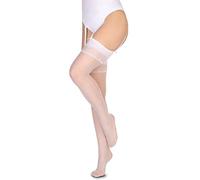 Annes styling Women’s Thigh High Suspender Stockings for Suspender Belt Pantyhose for Garter Noel 15 Denier Silky Bianco TG-1/2