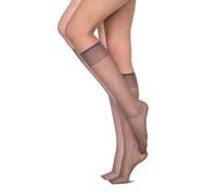 Annes styling Womens Semi-Sheer Knee-High Socks Pop Matt Thin Basic 15 DEN Tights Sheena 2 pairs, Fumo